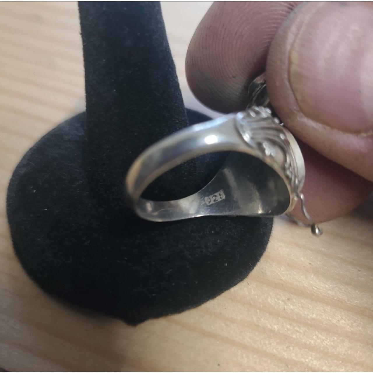 Rare! Sterling silver amber POISON ring sz 9.5