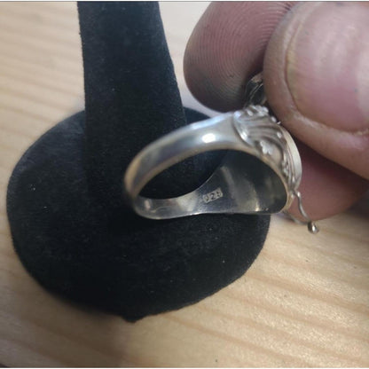 Rare! Sterling silver amber POISON ring sz 9.5