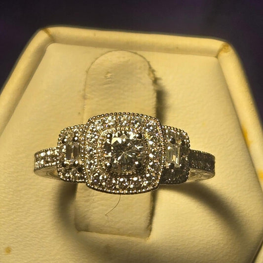 Romance Engagement Sterling Silver Ring Sz 6