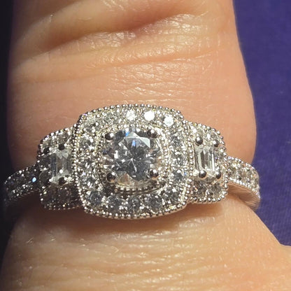 Romance Engagement Sterling Silver Ring Sz 6