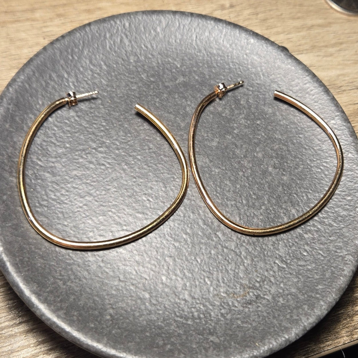 Large LIRM Italy Gold Hoop Sterling Silver Earrings