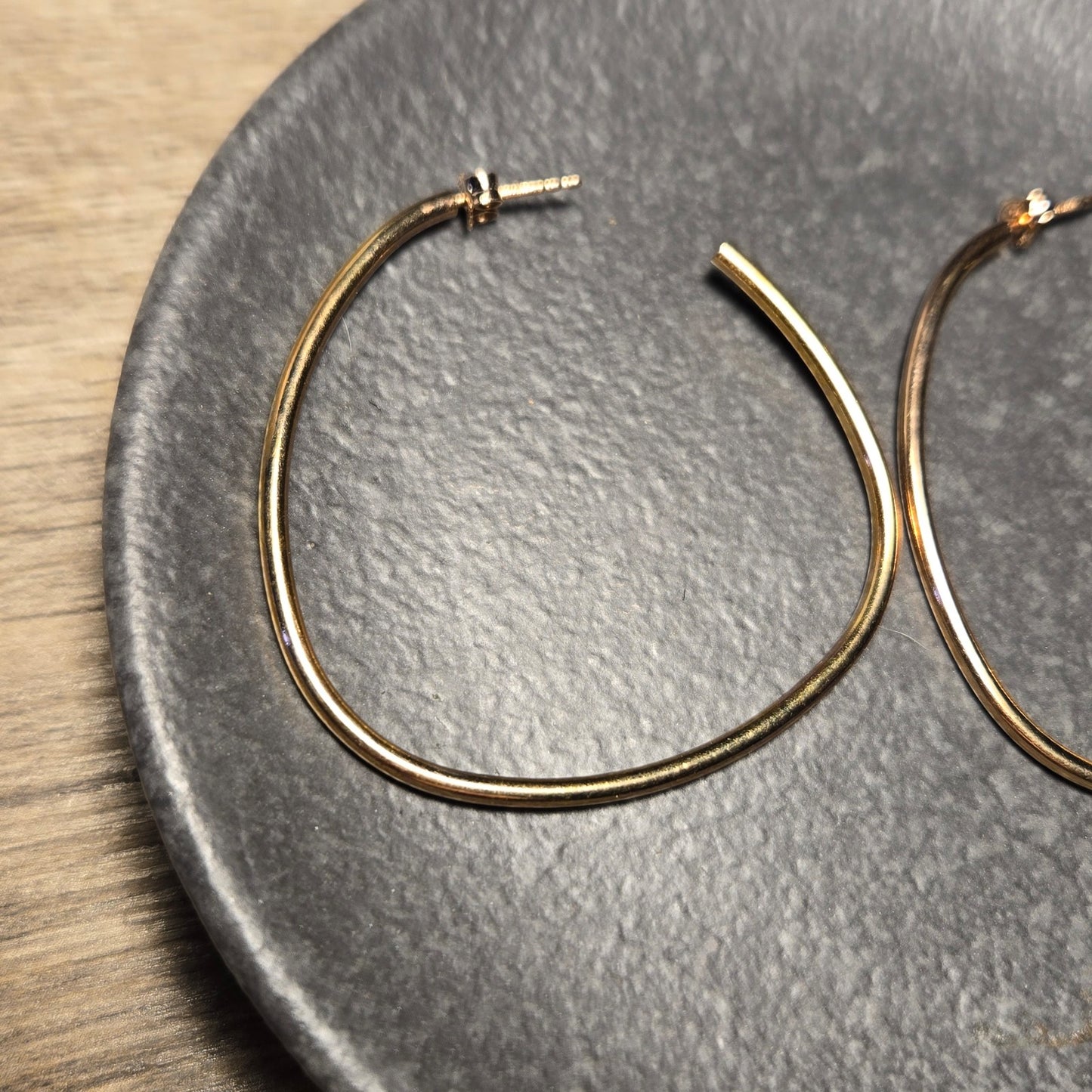 Large LIRM Italy Gold Hoop Sterling Silver Earrings