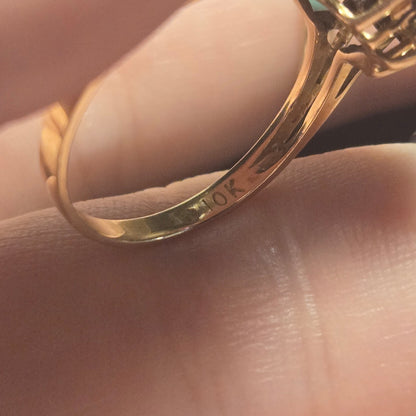 10k Gold Signed Ruby Flower Ring Sz 6.5
