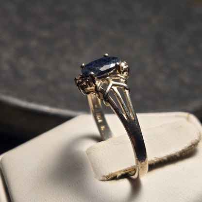 Navy Black Stone Vintage Sterling Silver Sz 7