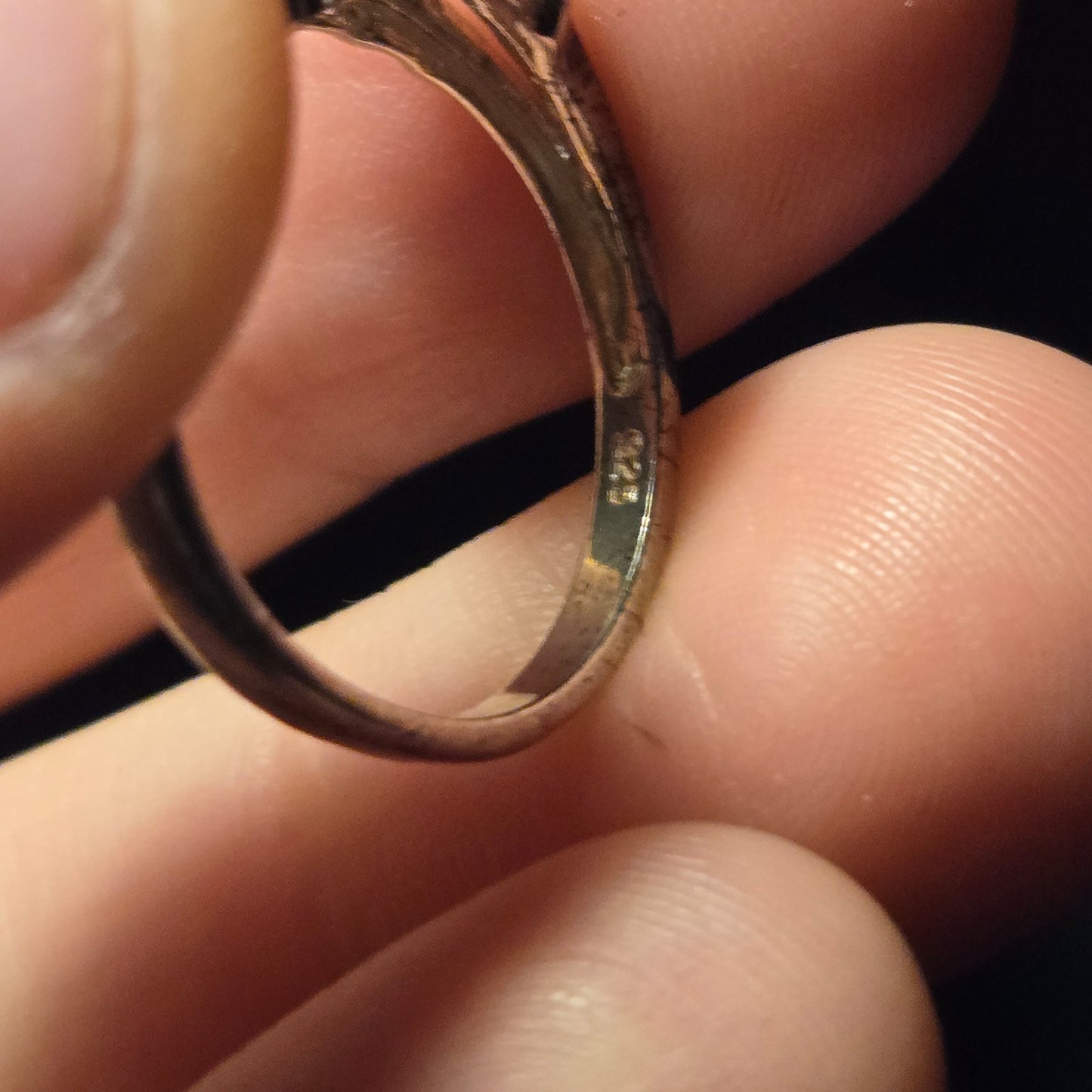 Navy Black Stone Vintage Sterling Silver Sz 7