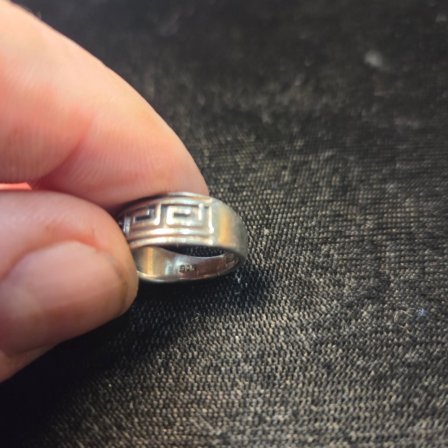 Greek Key Design Solid Sterling Silver Ring sz 4.5
