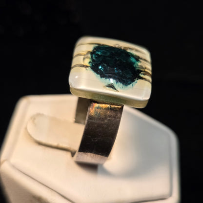 Custom Glass Sterling Silver Ring sz os