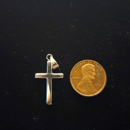 White Stone Sterling Silver Cross Pendant