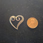 Stylized Sterling Heart Pendant with Black Stone