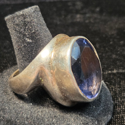 Giant Sterling Statement Ring w/ Purple Stone sz 10