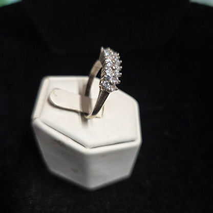 Sterling Silver White Stone Cocktail Ring sz 10.5