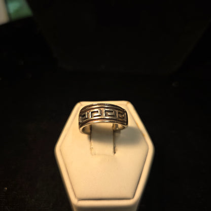 Greek Key Design Solid Sterling Silver Ring sz 4.5