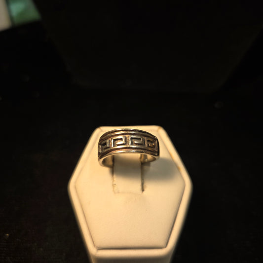 Greek Key Design Solid Sterling Silver Ring sz 4.5