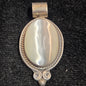 White Iridescent Stone Pendant  Sterling Silver