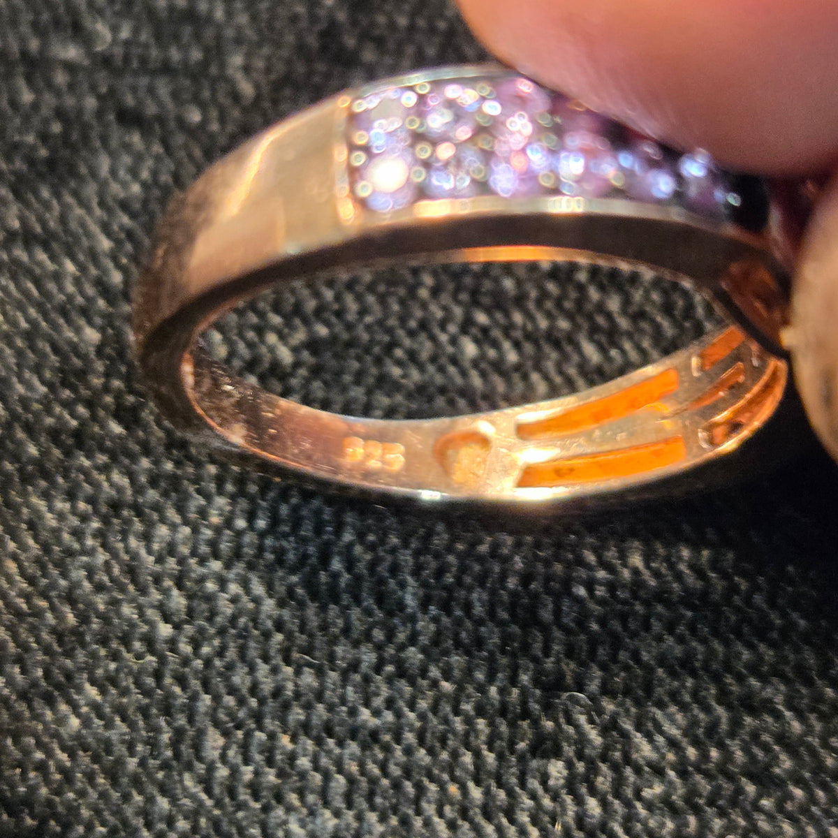 Purple Stone Sterling Ring w/ Rose Gold Finish sz 7
