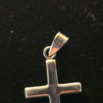 White Stone Sterling Silver Cross Pendant