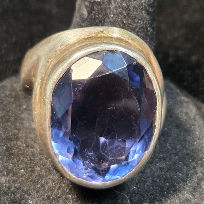 Giant Sterling Statement Ring w/ Purple Stone sz 10
