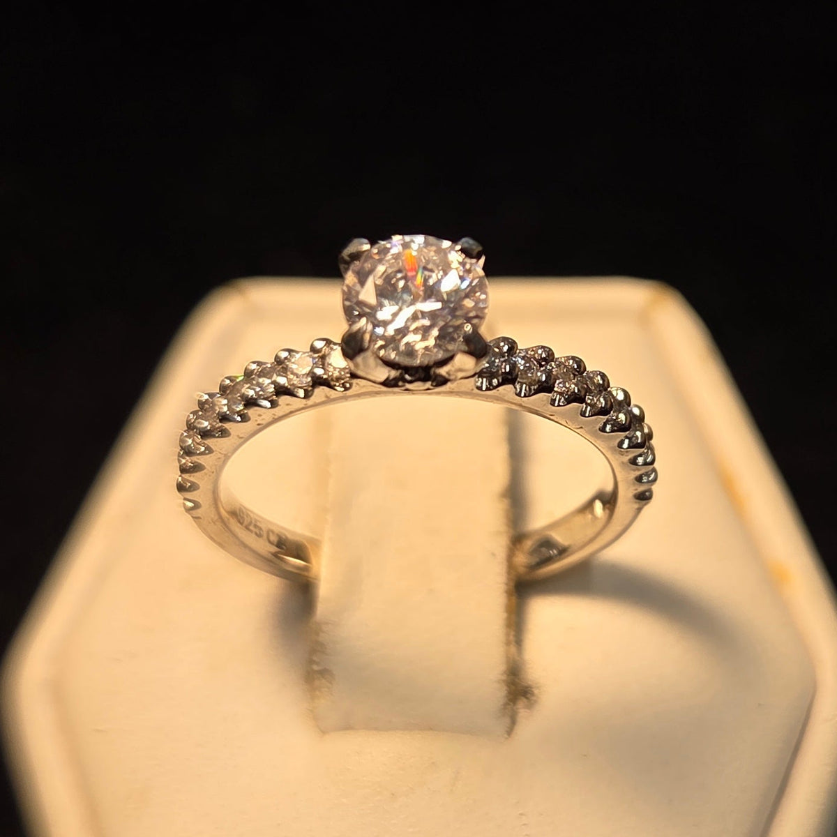 Sterling White Stone Ring sz 5.5