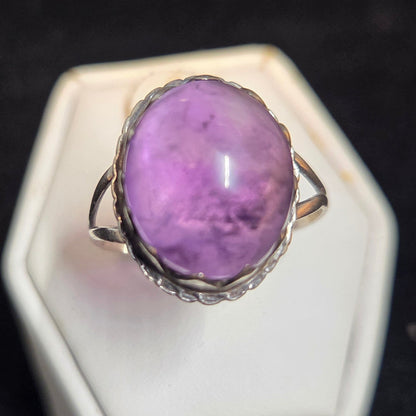 Purple Cabochon Stone Sterling Silver Ring sz 8