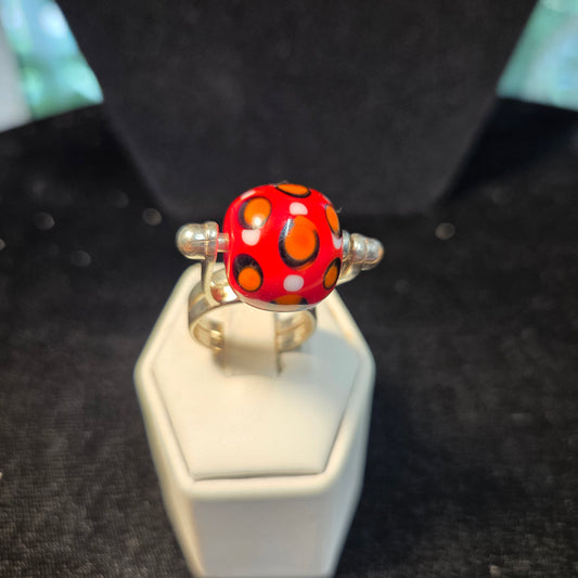 Very Unique Changeable Bead Sterling Silver Ring sz 7.5