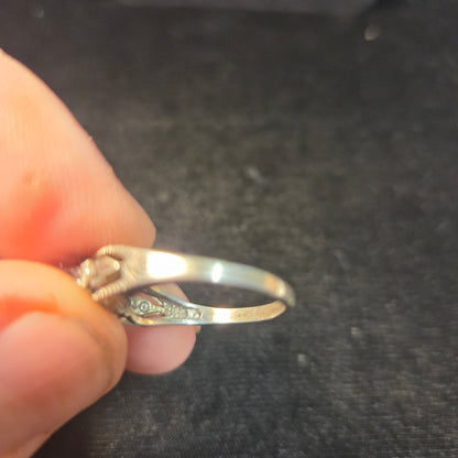 Art Deco Style Sterling Silver Ring sz 8.5