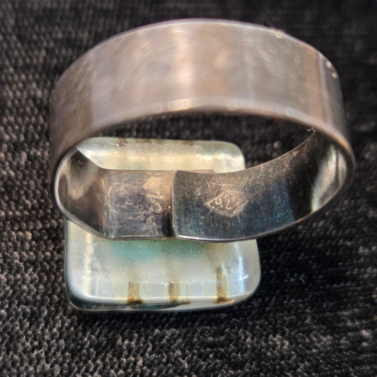 Custom Glass Sterling Silver Ring sz os