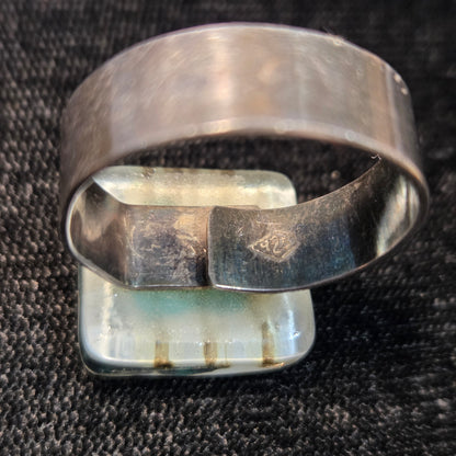 Custom Glass Sterling Silver Ring sz os
