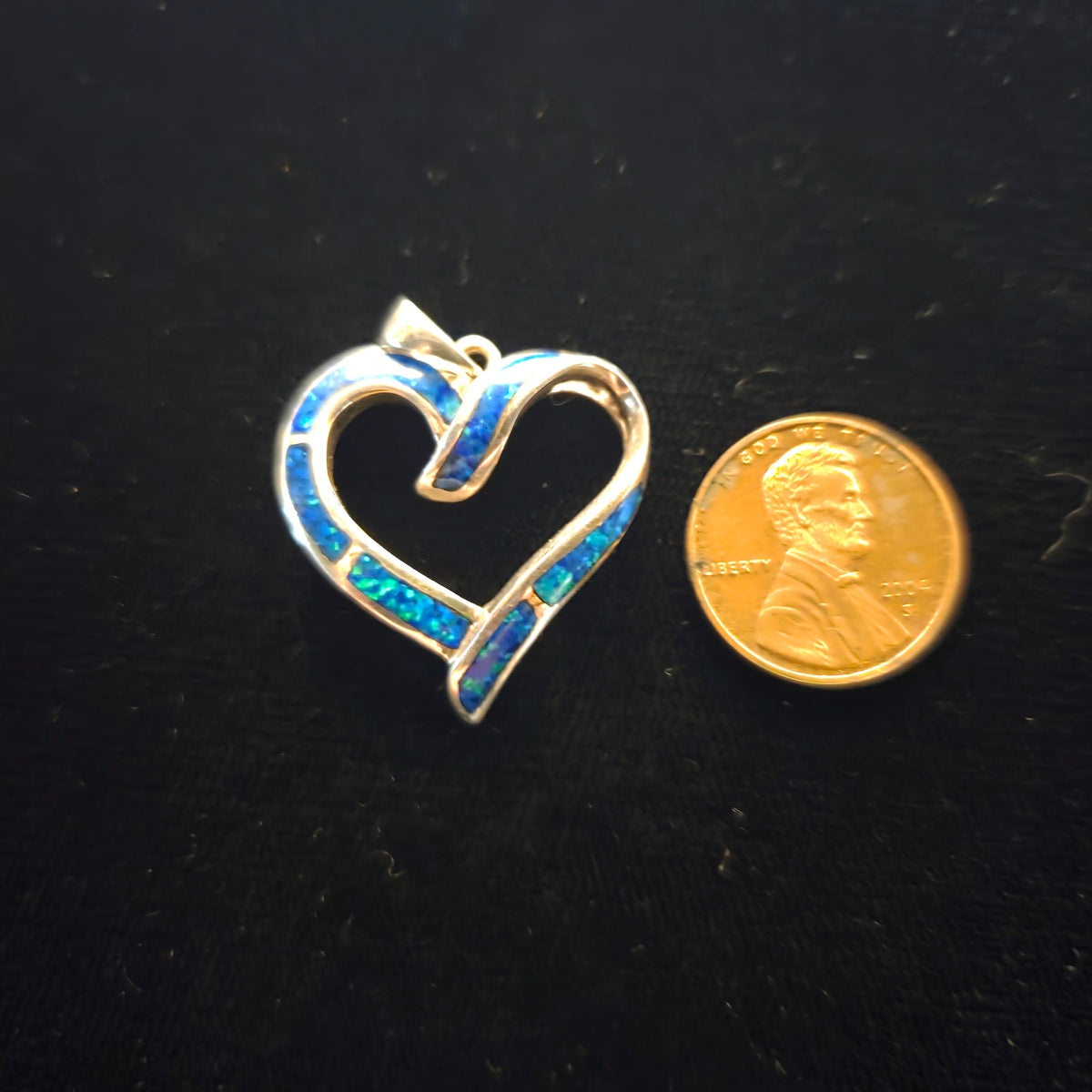Sterling Heart Pendant with Opalescent Inlay