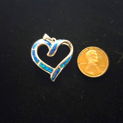 Sterling Heart Pendant with Opalescent Inlay