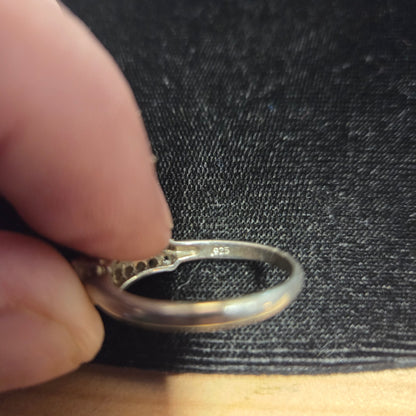 Sterling Silver White Stone Cocktail Ring sz 10.5