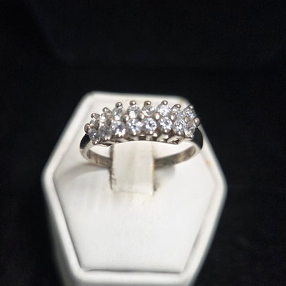 Sterling Silver White Stone Cocktail Ring sz 10.5