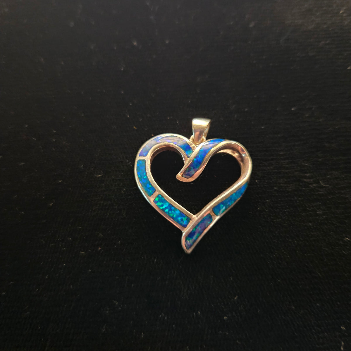 Sterling Heart Pendant with Opalescent Inlay