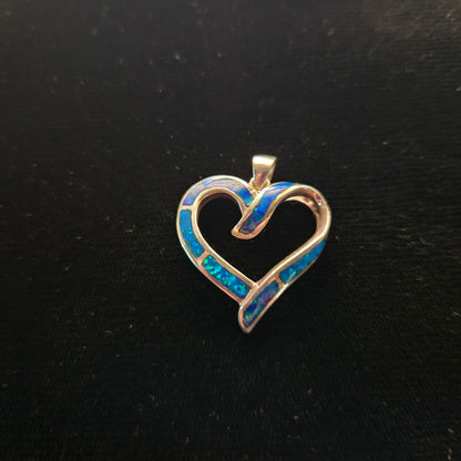 Sterling Heart Pendant with Opalescent Inlay