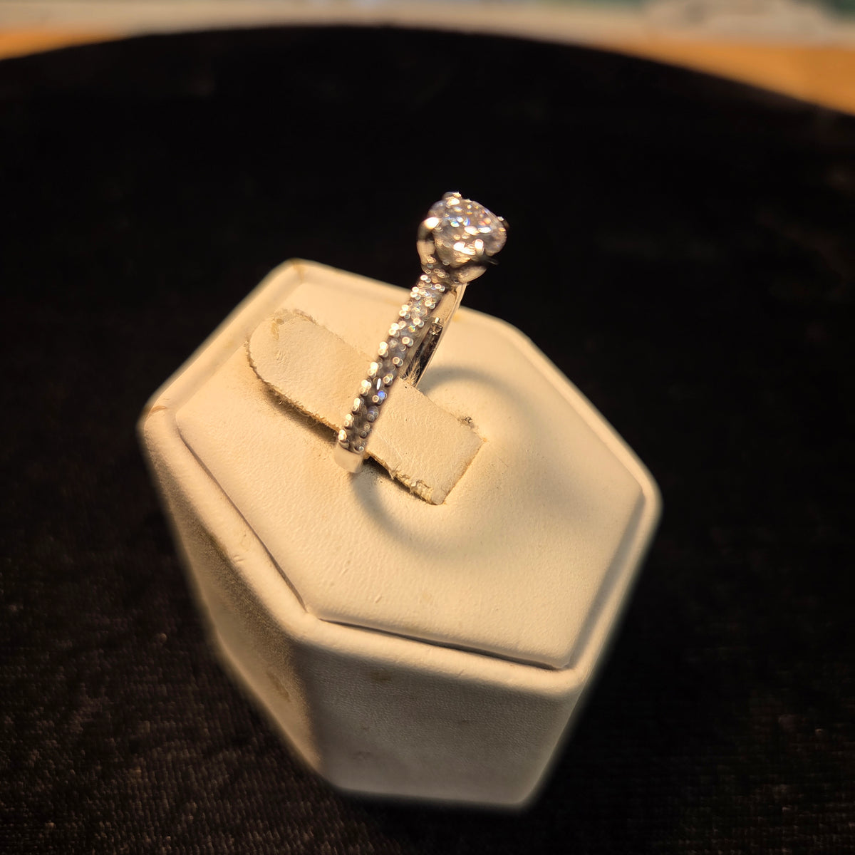 Sterling White Stone Ring sz 5.5