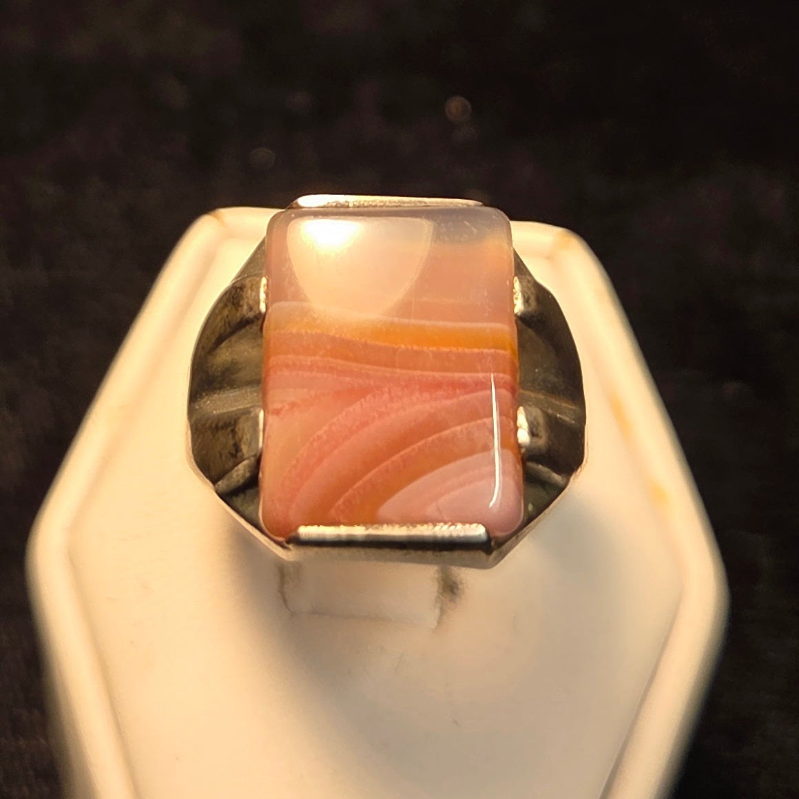 Orange Stone Sterling Silver Ring sz 9
