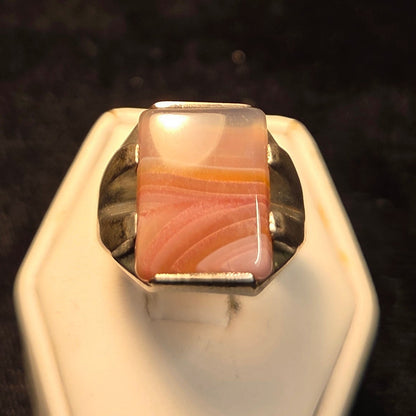 Orange Stone Sterling Silver Ring sz 9