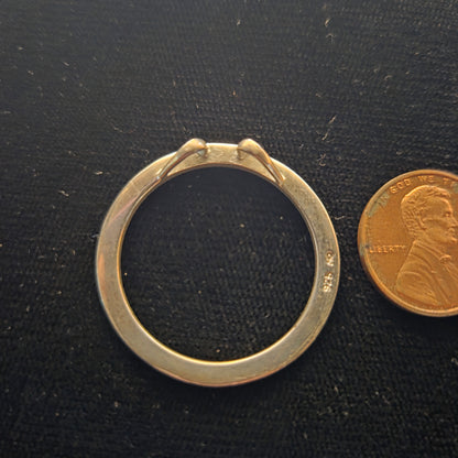 Sterling Circle Pendant w/ White Stones