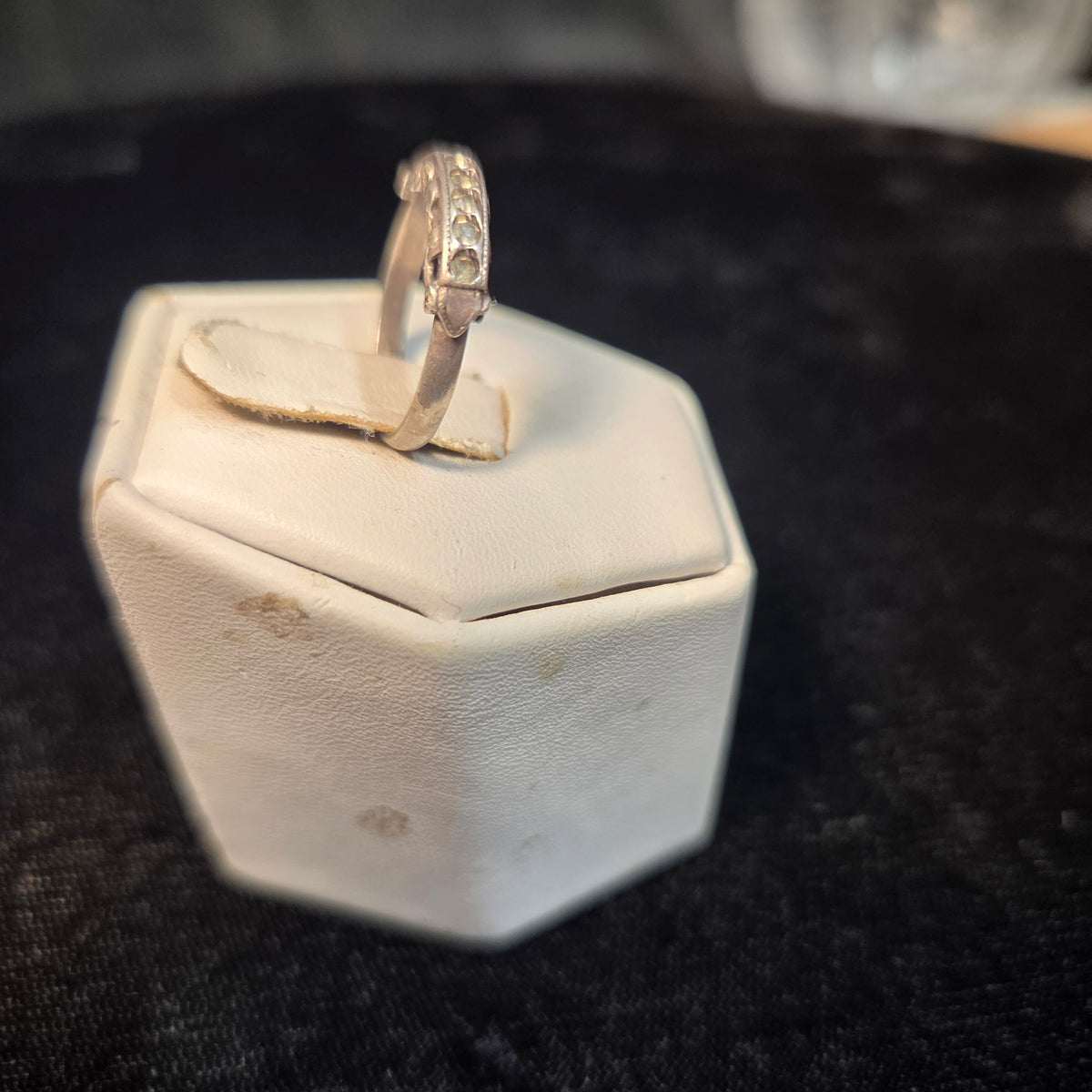 Art Deco Sterling Silver Ring with White Stones