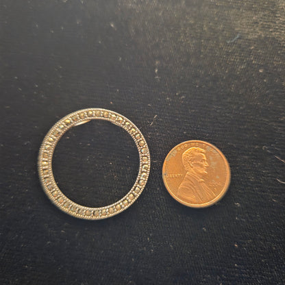 Sterling Circle Pendant w/ White Stones