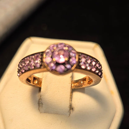 Purple Stone Sterling Ring w/ Rose Gold Finish sz 7